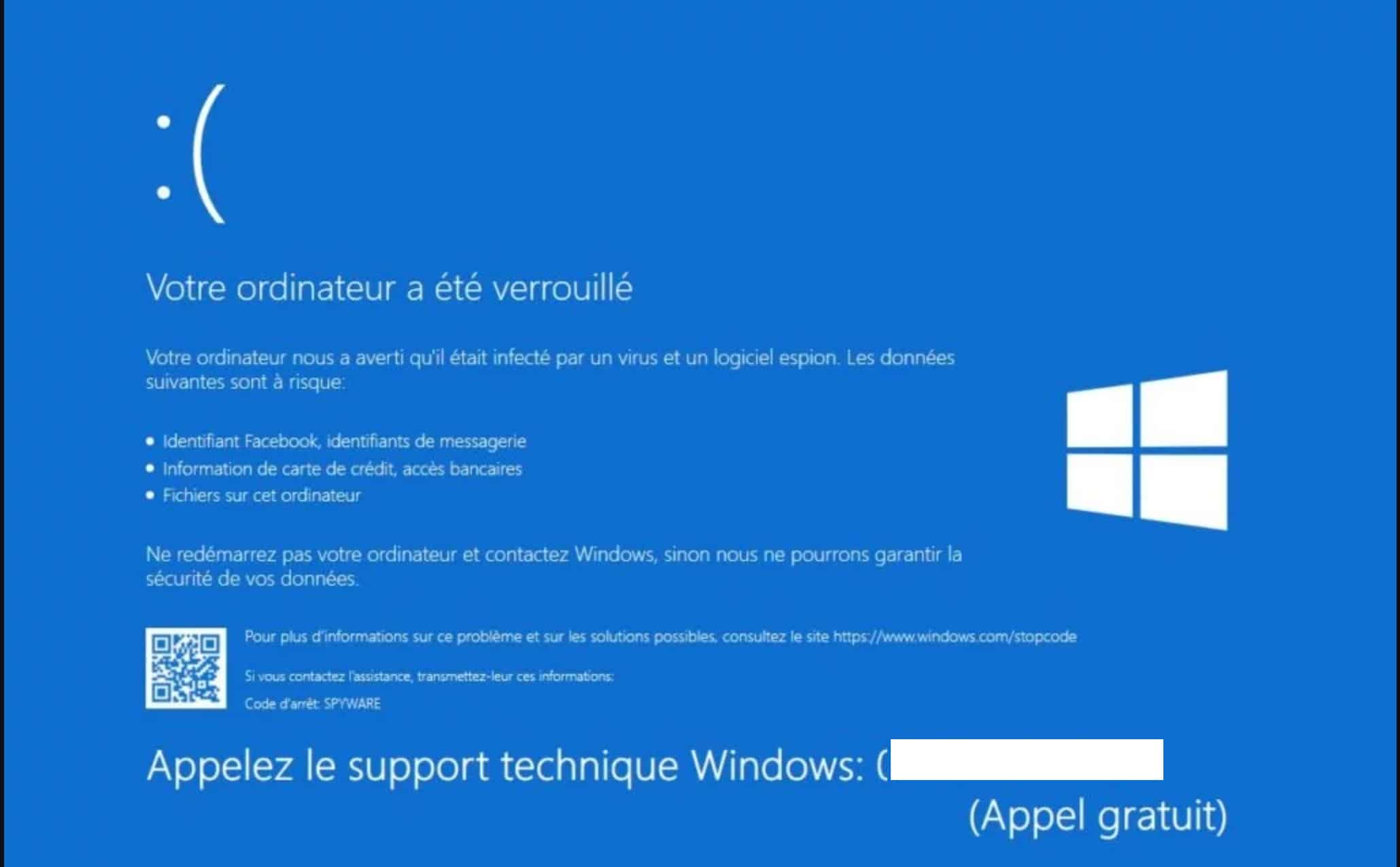 Arnaque Support Windows écran Bleu lors d'une assistance informatique à domicile